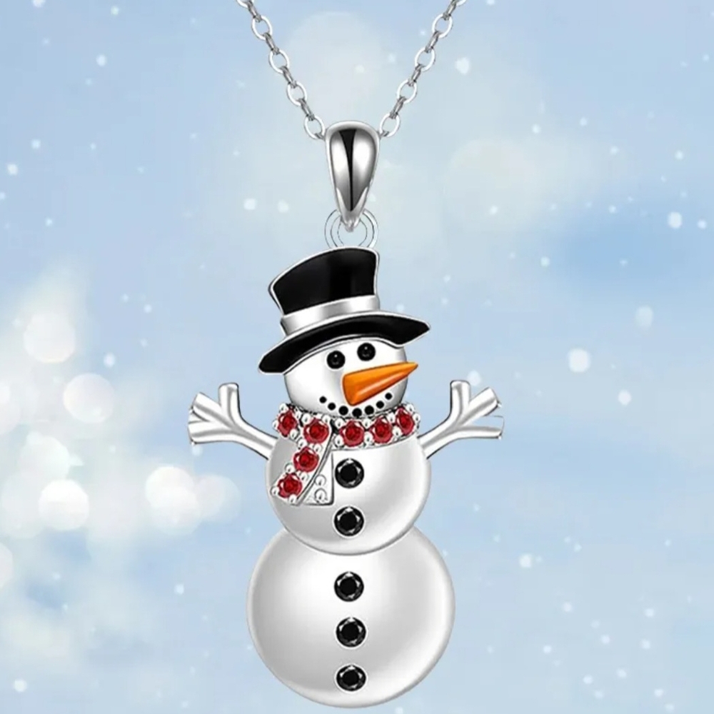 Silver Snowman Pendant Necklace